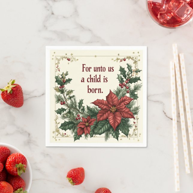 For Unto Us a Child Is Born Scripture Découpage Napkins (Insitu)