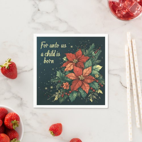 For Unto Us a Child Is Born Scripture Découpage Napkins