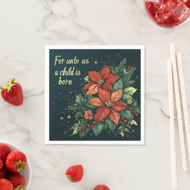 For Unto Us a Child Is Born Scripture Découpage Napkins (Insitu)