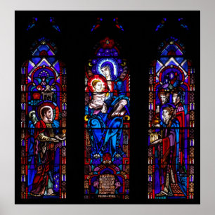 For Unto Us A Child Is Born Stained Glass Poster