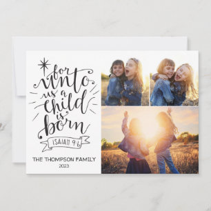 For Unto Us Christmas Photo Card Three Picture
