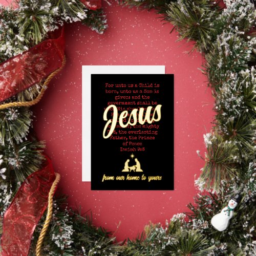 FOR UNTO US JESUS Christmas Foil Holiday Card