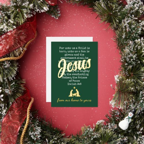 FOR UNTO US JESUS Christmas Foil Holiday Card