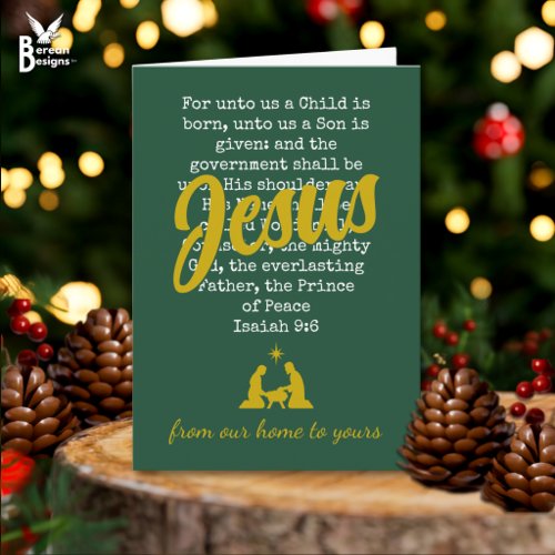 FOR UNTO US JESUS Christmas Holiday Card