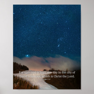 For Unto You Is Born Luke 2:11 Christmas Scripture Poster