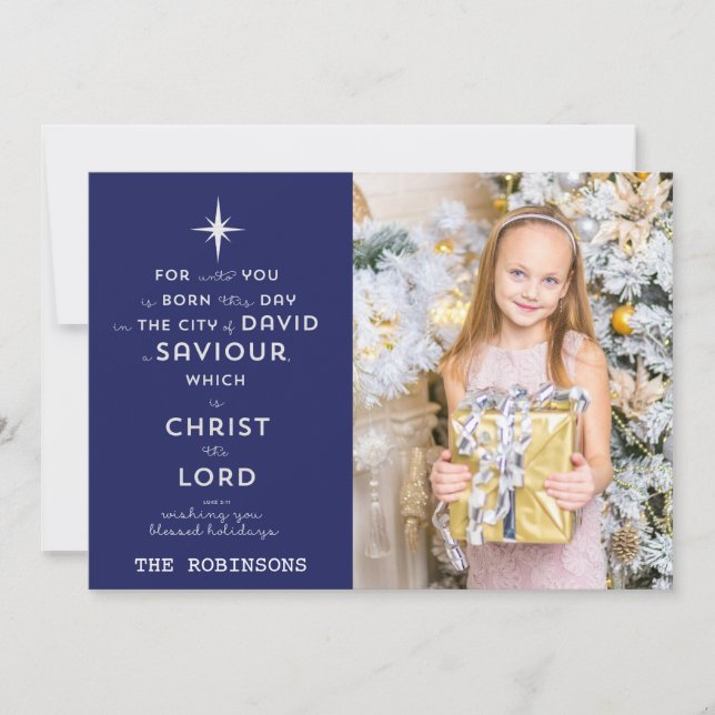 For Unto You ... Luke 2:11 Christmas Photo Card (Front)