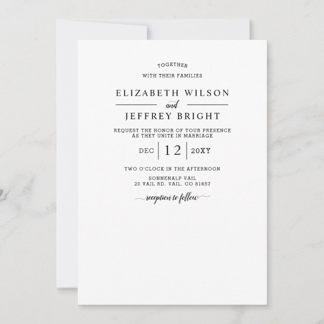 For Vellum Overlay Mountains Wedding Invitation (Front)