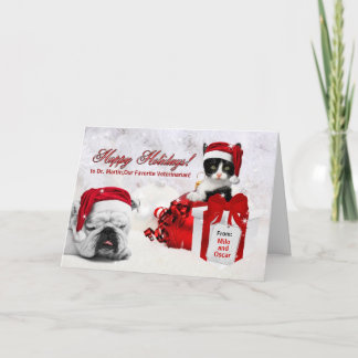 for Veterinarian at Christmas Cat and Dog Holiday Card