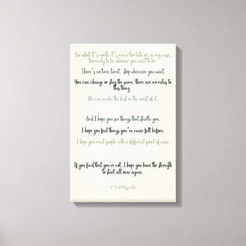 For What Its Worth By F Scott Fitzgerald Canvas Print
