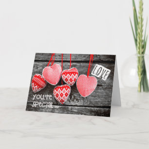 For Wife on Valentine's Day. Craft Hearts Holiday Card