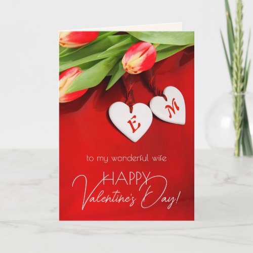 For Wife on Valentines Day Spring Tulips Holiday Card