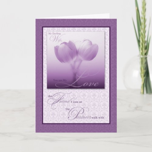 for Wife Sentimental Purple Tulips Birthday Card