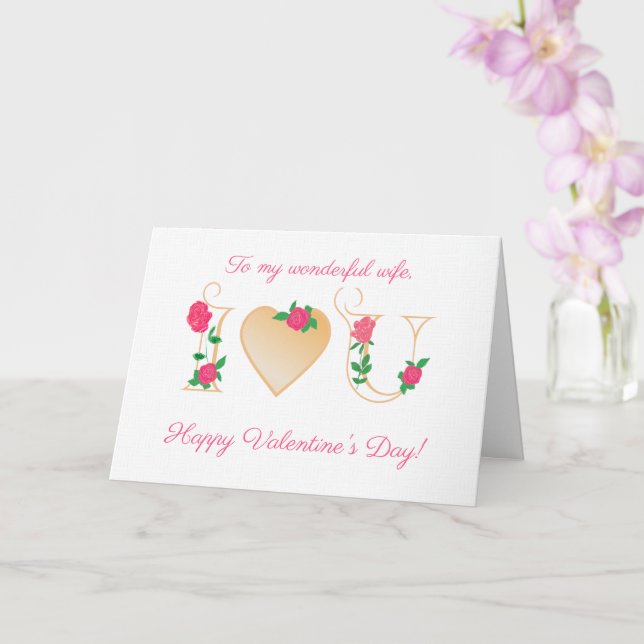 For Wife Valentines Day with Red Roses Card (Orchid)
