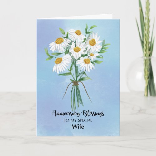 For Wife Wedding Anniversary Blessings Bouquet Card