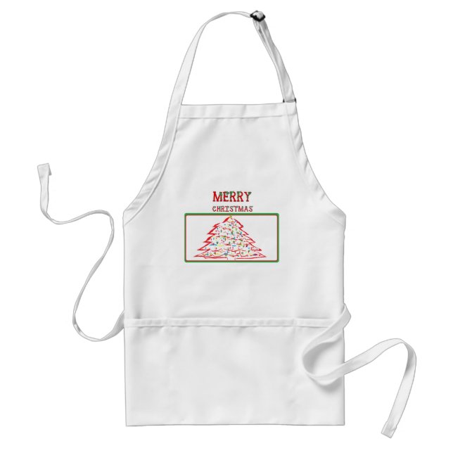 For Women Merry Christmas With Christmas Tree on Adult Apron (Front)