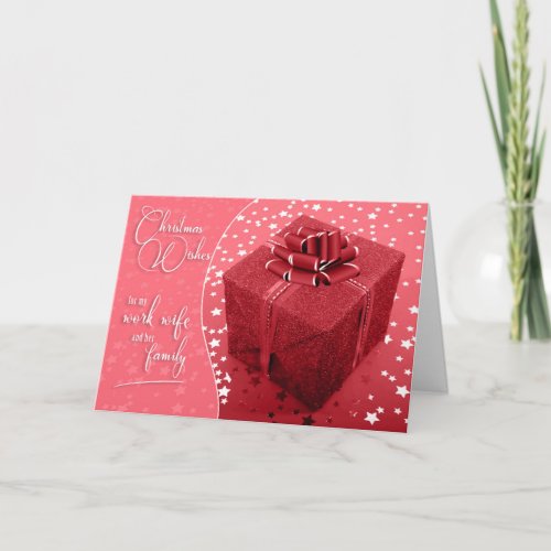 for Work Wife in Shades of Pink Christmas Holiday Card