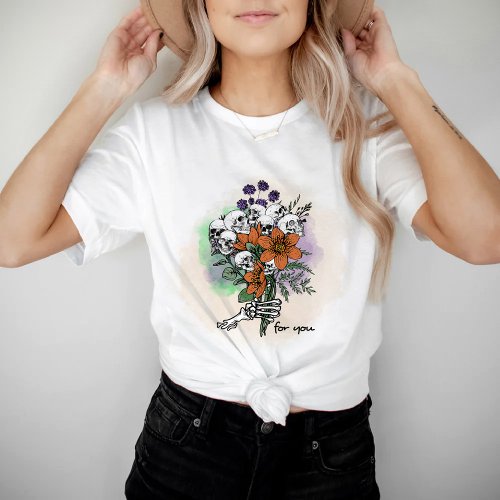 For You A Gothic and Floral Illustration T_Shirt