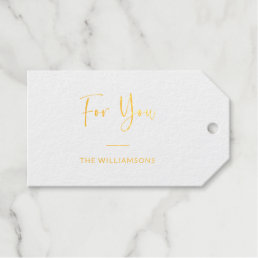For You | Elegant Minimal Calligraphy Custom Gold Foil Gift Tags