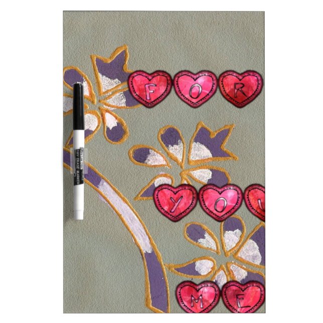 For You From Me: Beautiful Floral Hearts Design Dry-Erase Board (Front)