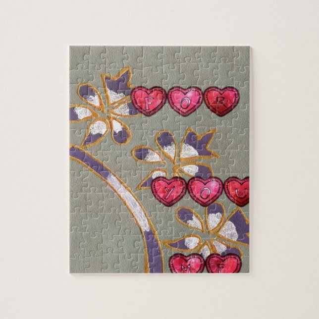 For You From Me: Beautiful Floral Hearts Design Jigsaw Puzzle (Vertical)