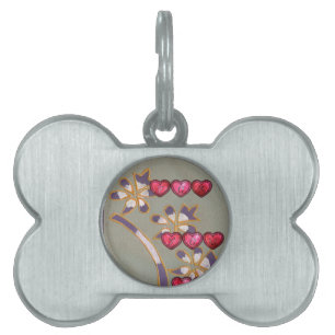 For You From Me: Beautiful Floral Hearts Design Pet Name Tag