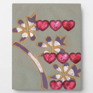 For You From Me: Beautiful Floral Hearts Design Plaque