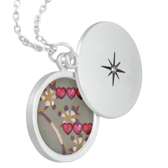 For You From Me: Beautiful Floral Hearts Design Sterling Silver Necklace (Front Left)