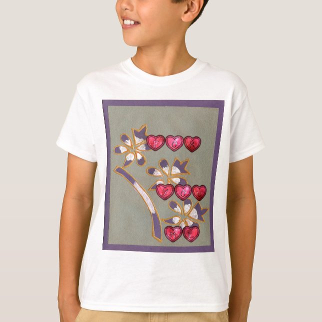 For You From Me: Beautiful Floral Hearts Design T-Shirt (Front)
