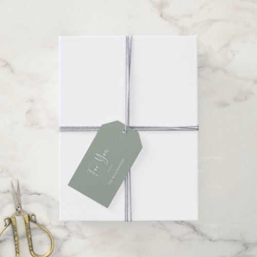 For You Minimalist Script Personalized Dusty Sage Gift Tags