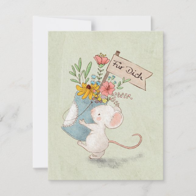 for you mouse with flowers note card (Front)