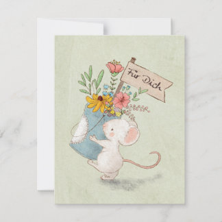 for you mouse with flowers note card