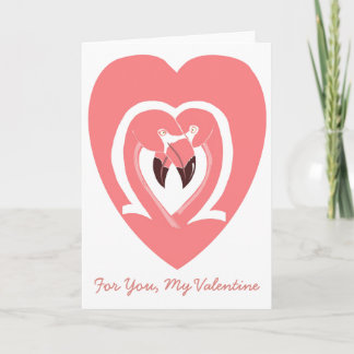 For You, My Valentine Flamingos Heart Card