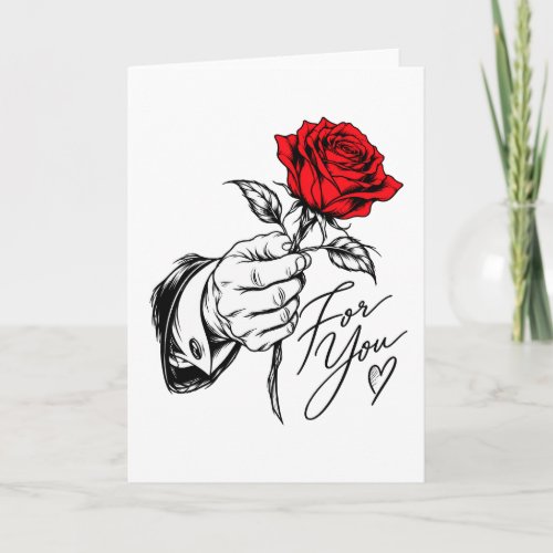 For You – Romantic Red Rose Card