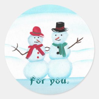 For you, Snow People, Christmas gift stickers