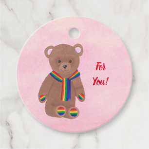 For you Teddy Bear Rainbow Scarf Gift Tags