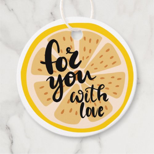 For You With Love Yellow Lemon Slice Graphic Class Favor Tags