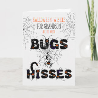 for Young Grandson Bugs and Hisses Halloween Card