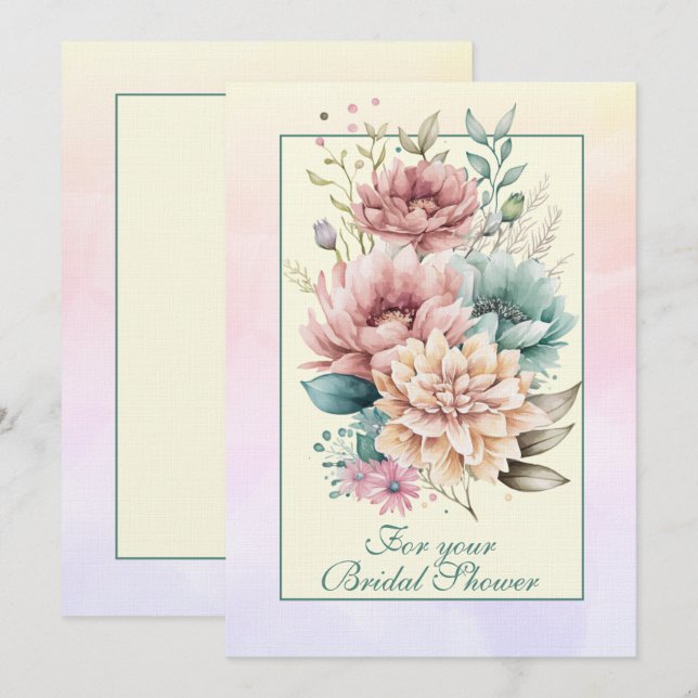 For your Bridal Shower Pastel Floral  Note Card (Front/Back)