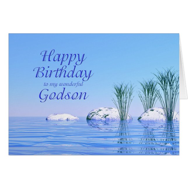 For your Godson, a Spa Like, Blue Birthday Cards (Front Horizontal)