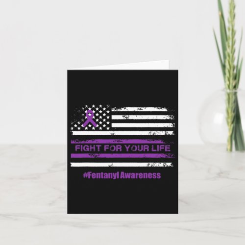 For Your Life Overdose Awareness Purple Ribbon 1  Card