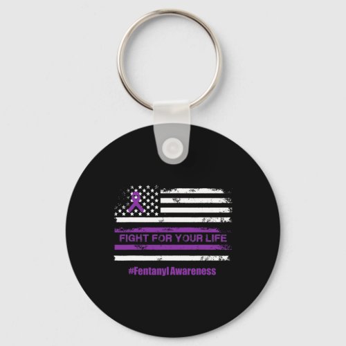 For Your Life Overdose Awareness Purple Ribbon 1  Keychain