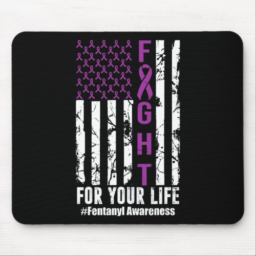 For Your Life Overdose Awareness Purple Ribbon Fla Mouse Pad