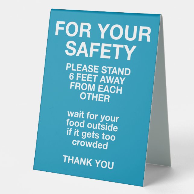 For Your Safety Table Tent (Front)