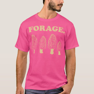 Forage Morel Mushroom Hunter Tan Color Ink Version T-Shirt