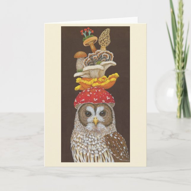 Foraging Finds owl greeting card (Front)