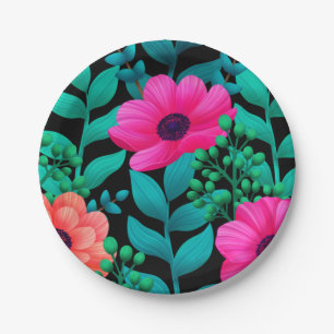 Foral And Glamour Seamless Pattern Natural Spring Paper Plates