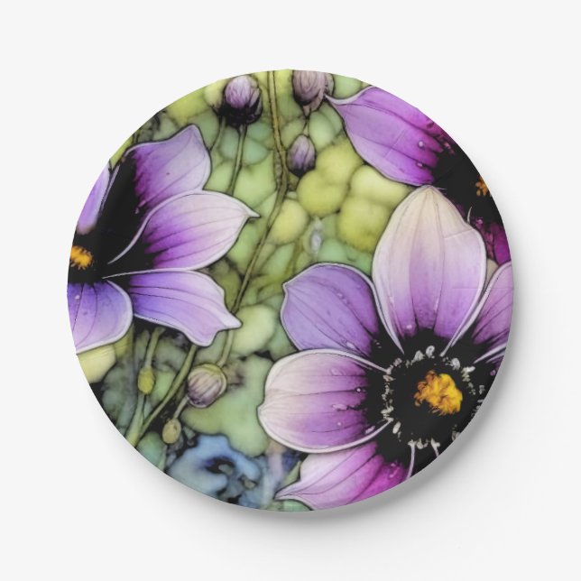 Foral Cosmos Paper Plates (Front)