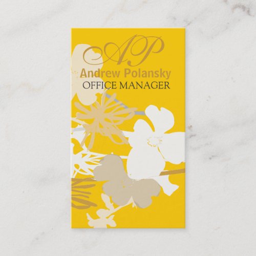 Foral Dogwood  Spring  Monogram Business Card Templates