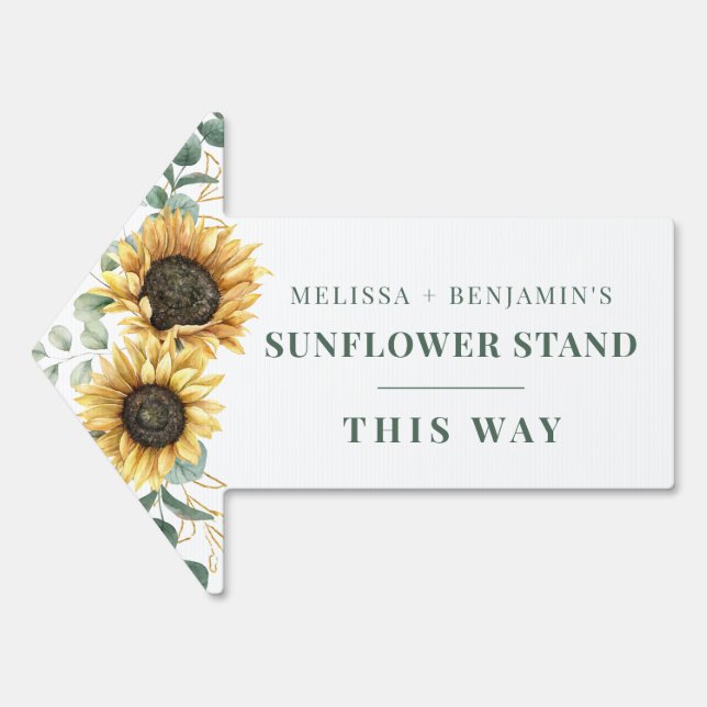 Foral Sunflower Eucalyptus Botanical Stand Sign (Front)
