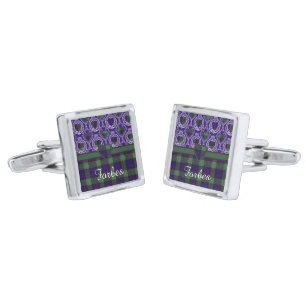 Forbes clan Plaid Scottish tartan Silver Cufflinks